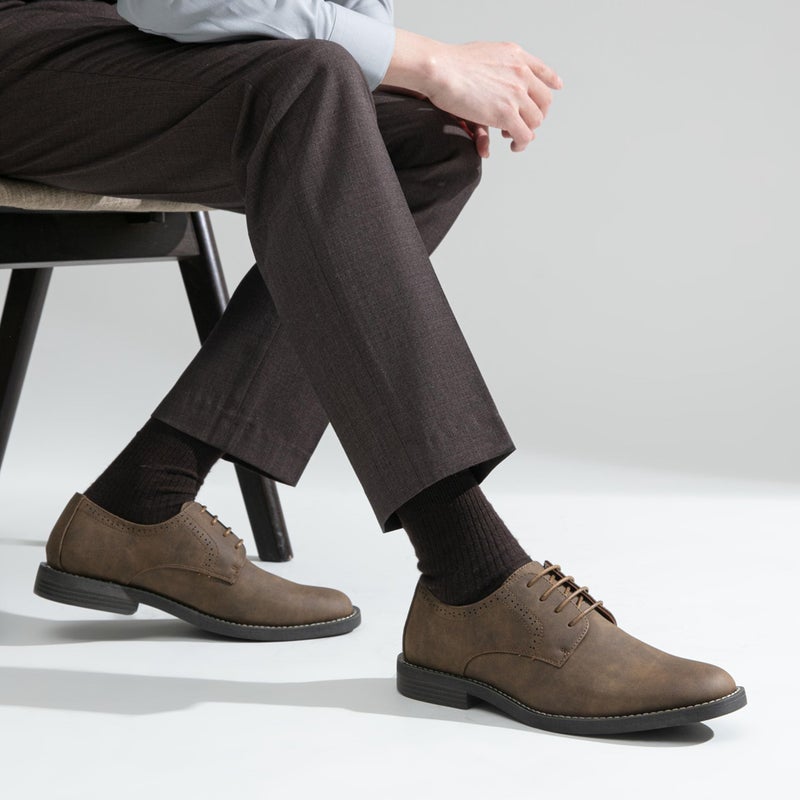 Jousen Men's Brown Dress Shoes Suede Casual Dress Shoes for Men(AMY709 Dark Brown 10) - Image 5